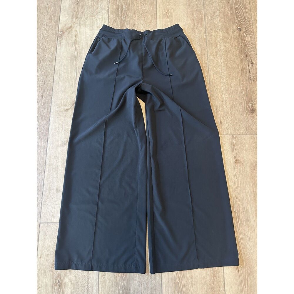 Women's Kyodan Wide Leg Lightweight Athletic Casual Pants Large Black EUC!